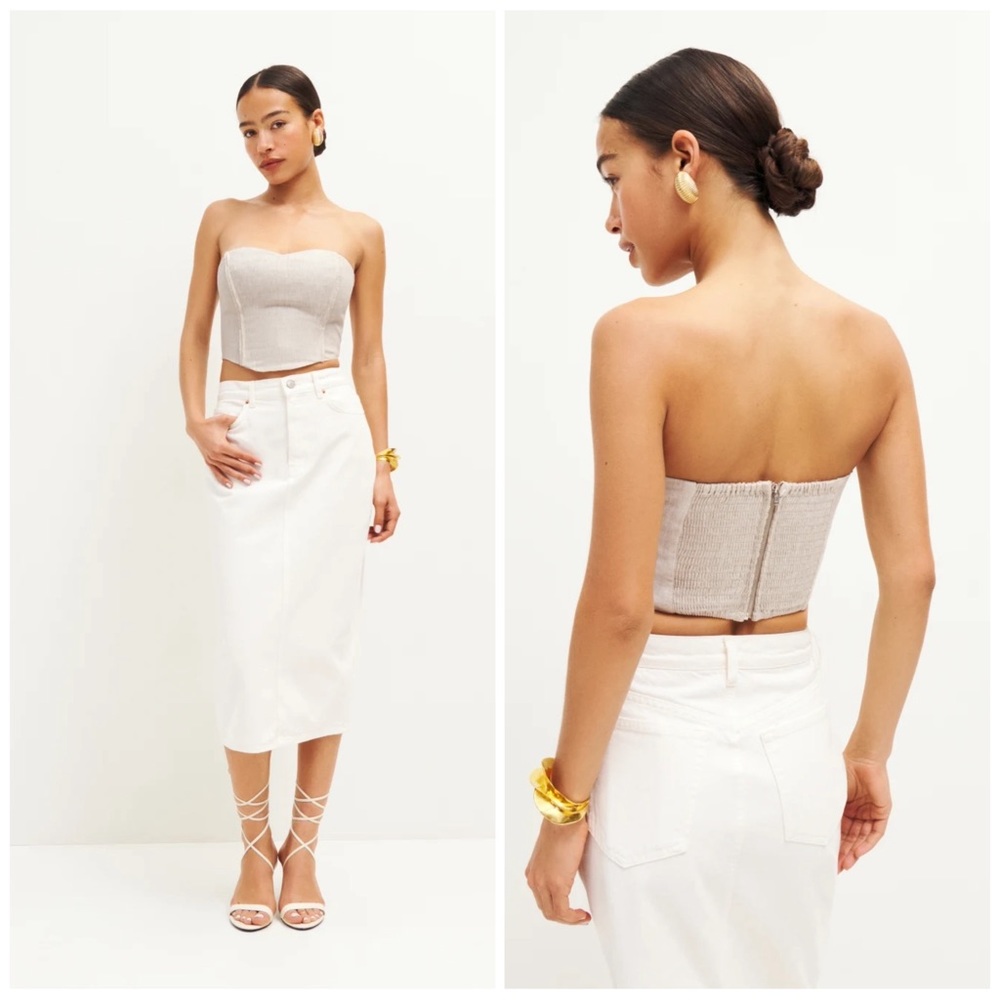 Reformation Beige Strapless Top